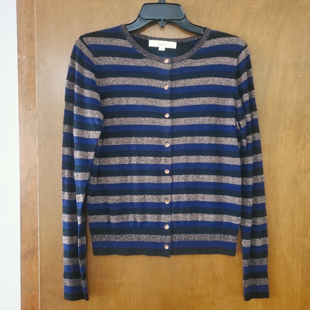 Loft Striped Button Down Cardigan - image 1